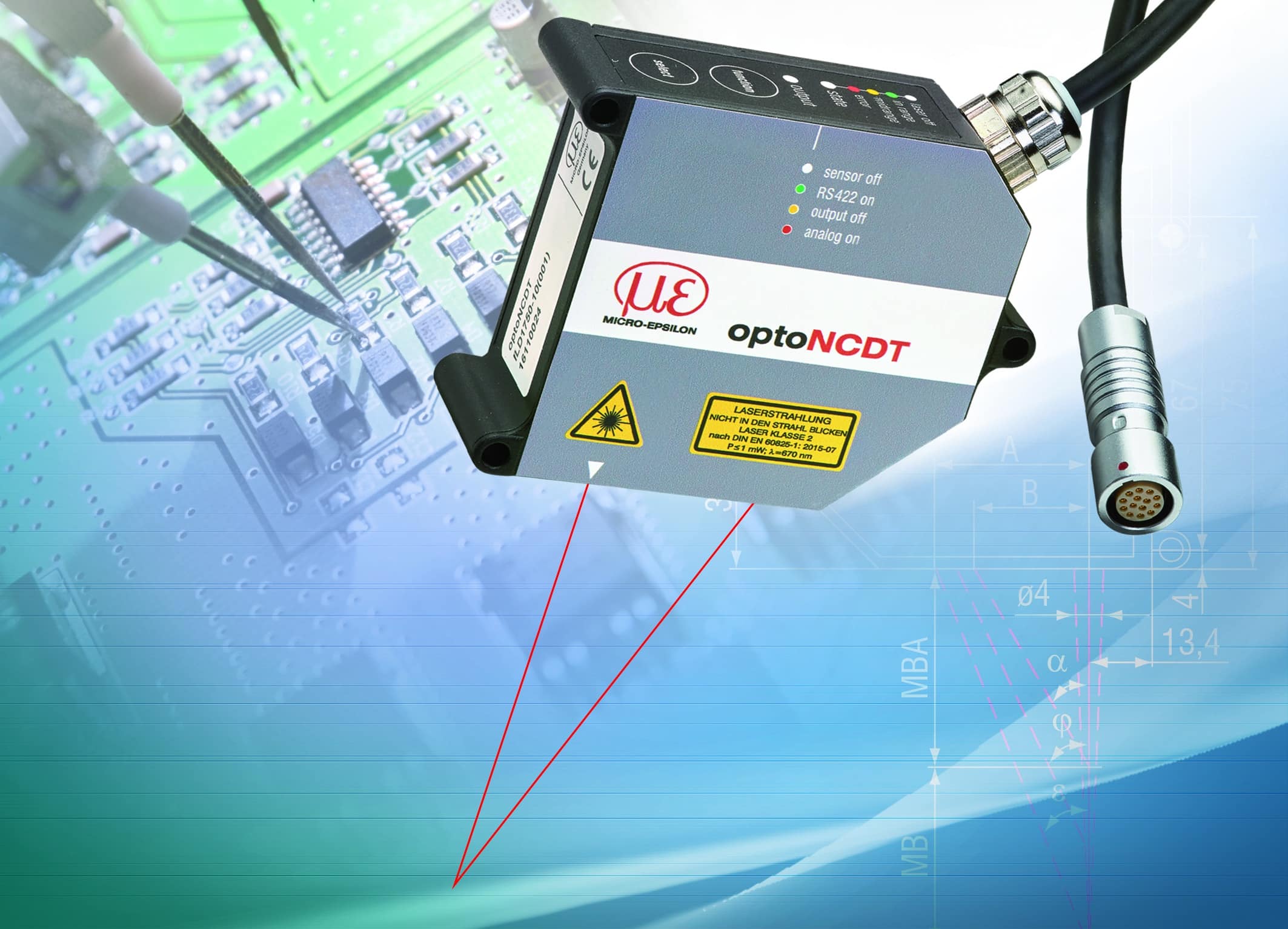 New optoNCDT 1750DR laser triangulation sensor for measurement on reflective surfaces